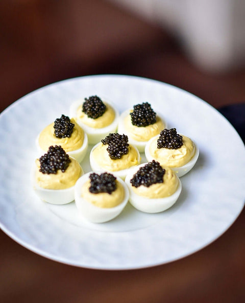 Jar of premium Royal Ossetra Sturgeon Caviar with rich texture